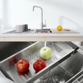 Kitchen Sink 33" x 22" Multifunctional Undermount Workstation Kitchen Sink S304 Stainless Steel Handmade Modern Single Bowl Kitchen Sink with Acc