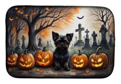 Affenpinscher Spooky Halloween Dish Drying Mat Absorbent Dish Drying Mat Pad for Kitchen Counter Dish Drainer Mat for Countertop, 14 x 21", Multi