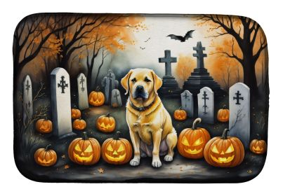 Yellow Labrador Retriever Spooky Halloween Dish Drying Mat Absorbent Dish Drying Mat Pad for Kitchen Counter Dish Drainer Mat for Countertop, 14