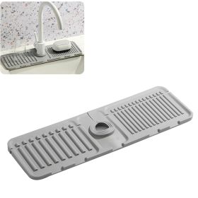 Faucet Mat for Kitchen Sink, Silicone Splash Guard (Color: Grey)
