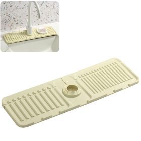 Faucet Mat for Kitchen Sink, Silicone Splash Guard (Color: Beige)