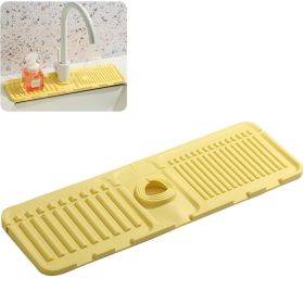 Faucet Mat for Kitchen Sink, Silicone Splash Guard (Color: Yellow)